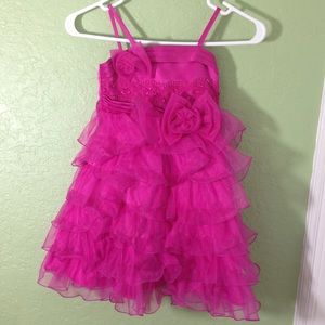 Princess Ruffle Dress with Roses in Hot Pink Sz 2T